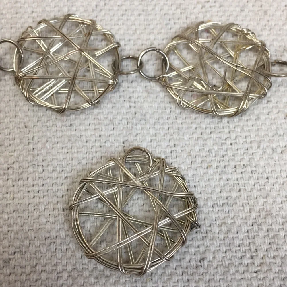 Silver wire wrap Bracelet and pendant set